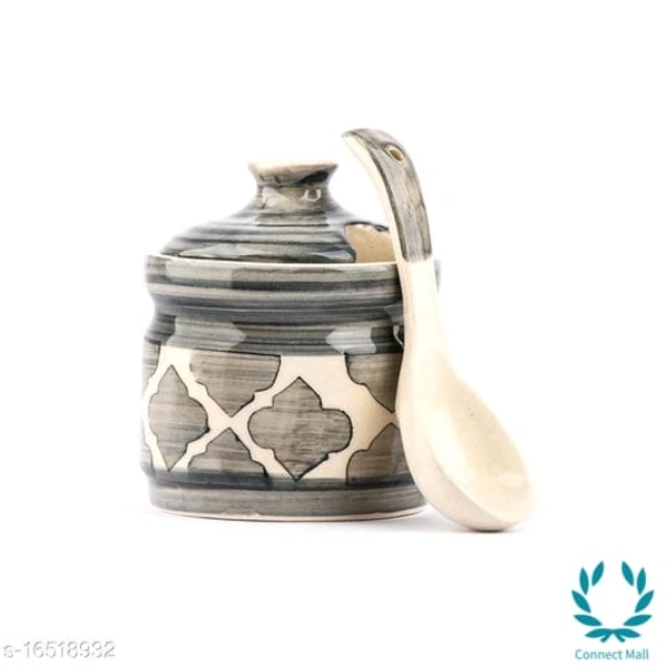 Achar Pickle Jar/Barni with Lid and Spoon  - Gray